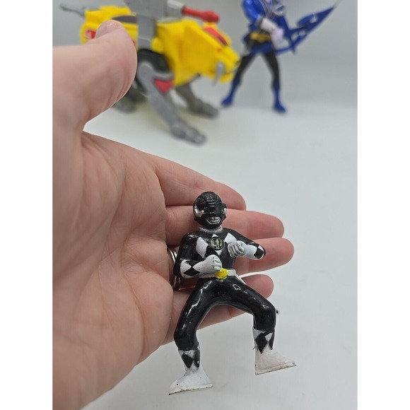 Lot of 3 VTG Black Blue Mighty Morphin Power Rangers with Sabertooth Tiger Zord - Picture 2 of 9